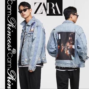 🆕ZARA MAN OVERSIZED DENIM JACKET Light Blue Sz L